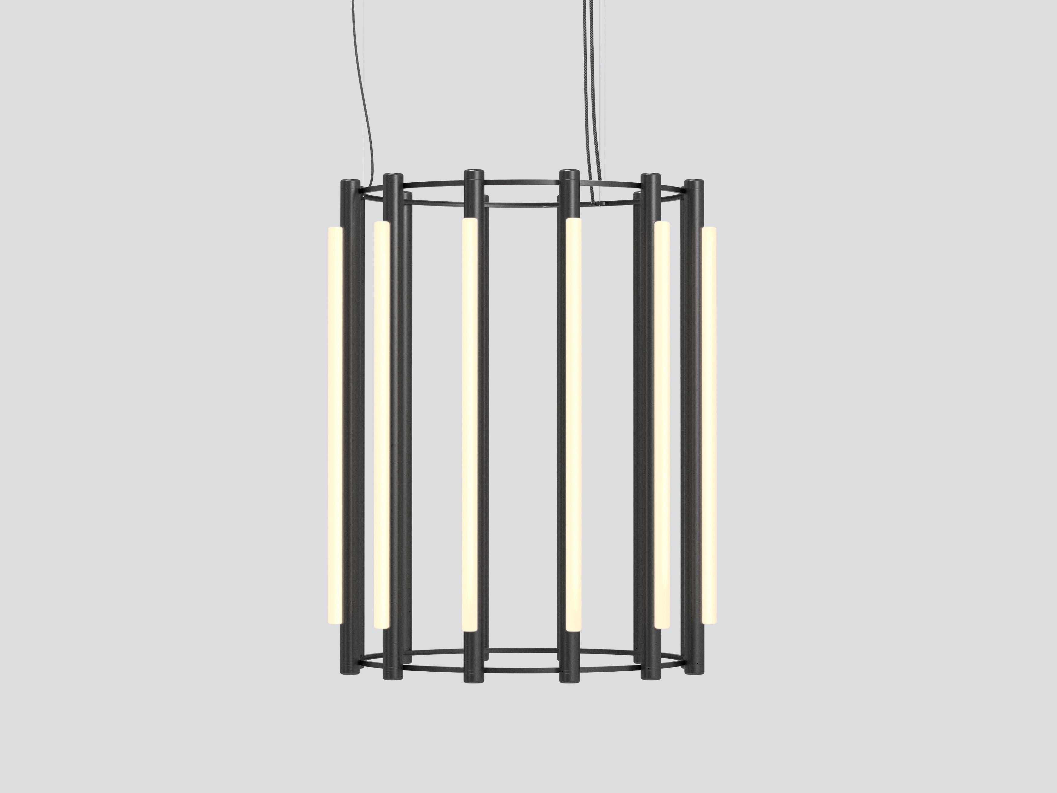 Organic Modern Contemporary 'Pipeline' Chandelier 6, Black, Vertical For Sale