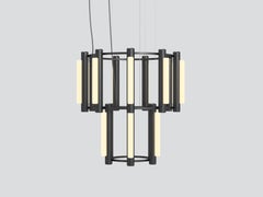 Contemporary 'Pipeline' Chandelier 7, Brass