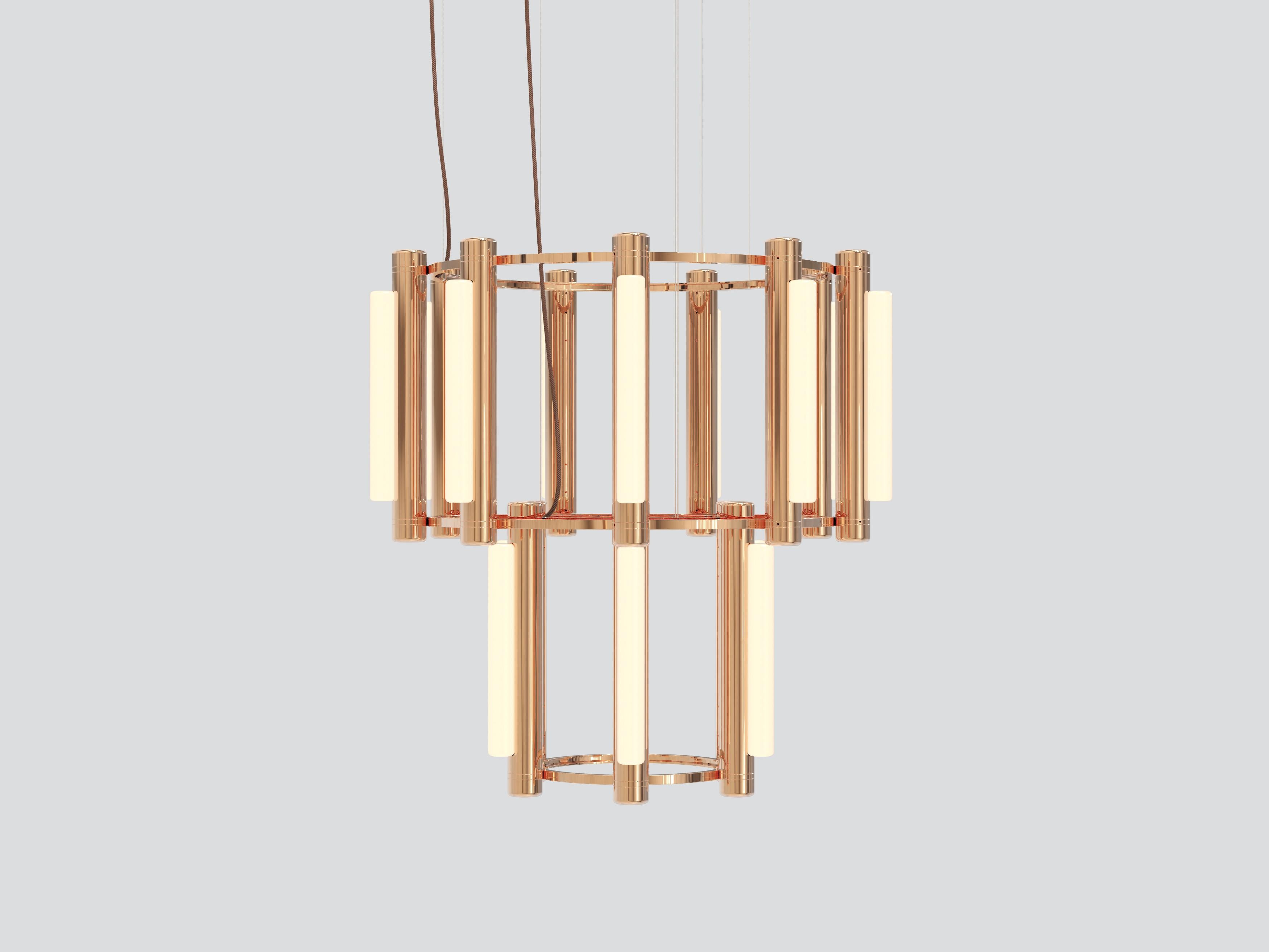 Contemporary 'Pipeline' Chandelier 7, Brass In New Condition For Sale In Paris, FR