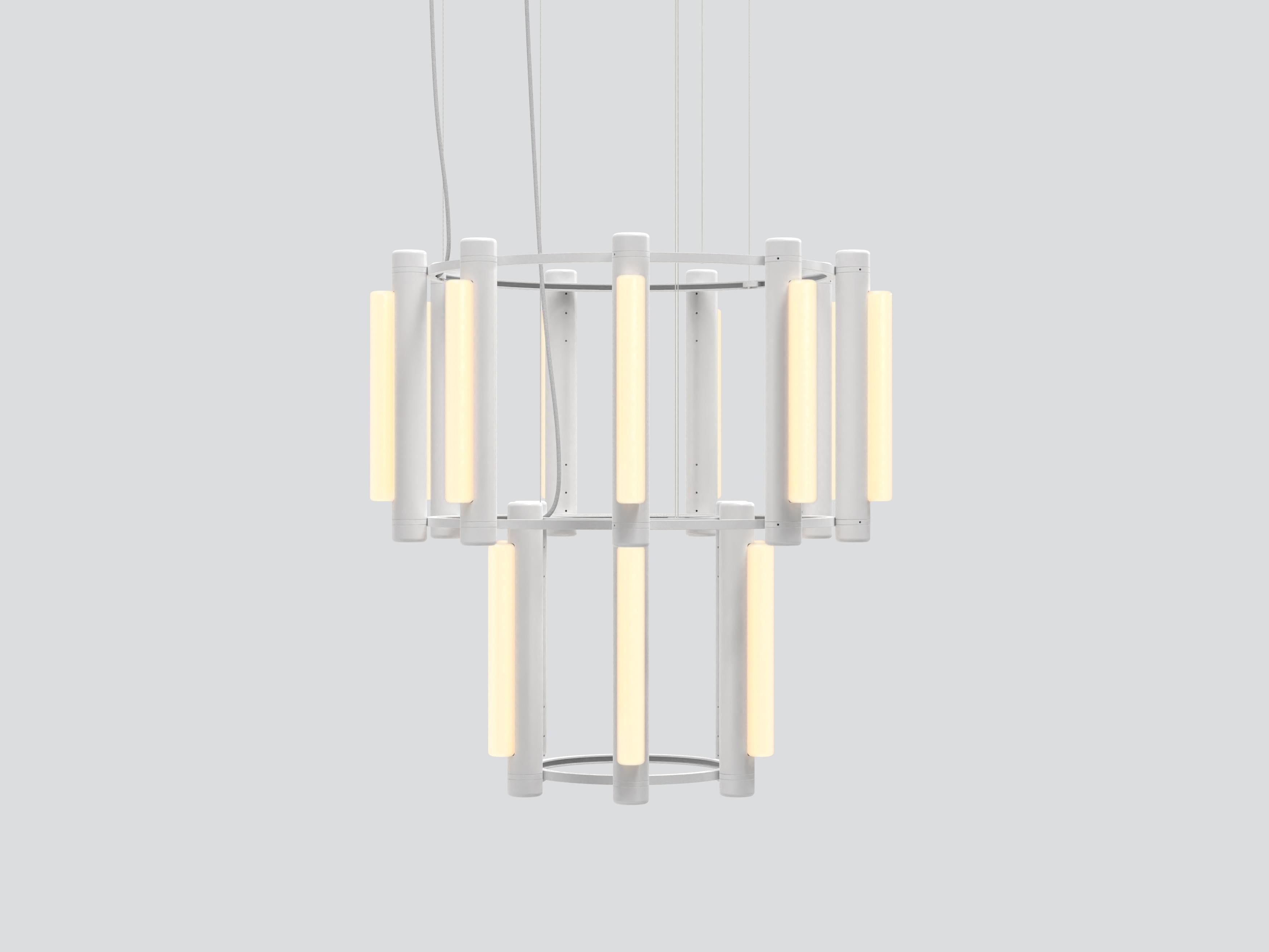 Contemporary 'Pipeline' Chandelier 7, White For Sale 4