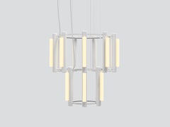 Contemporary 'Pipeline' Chandelier 7, White