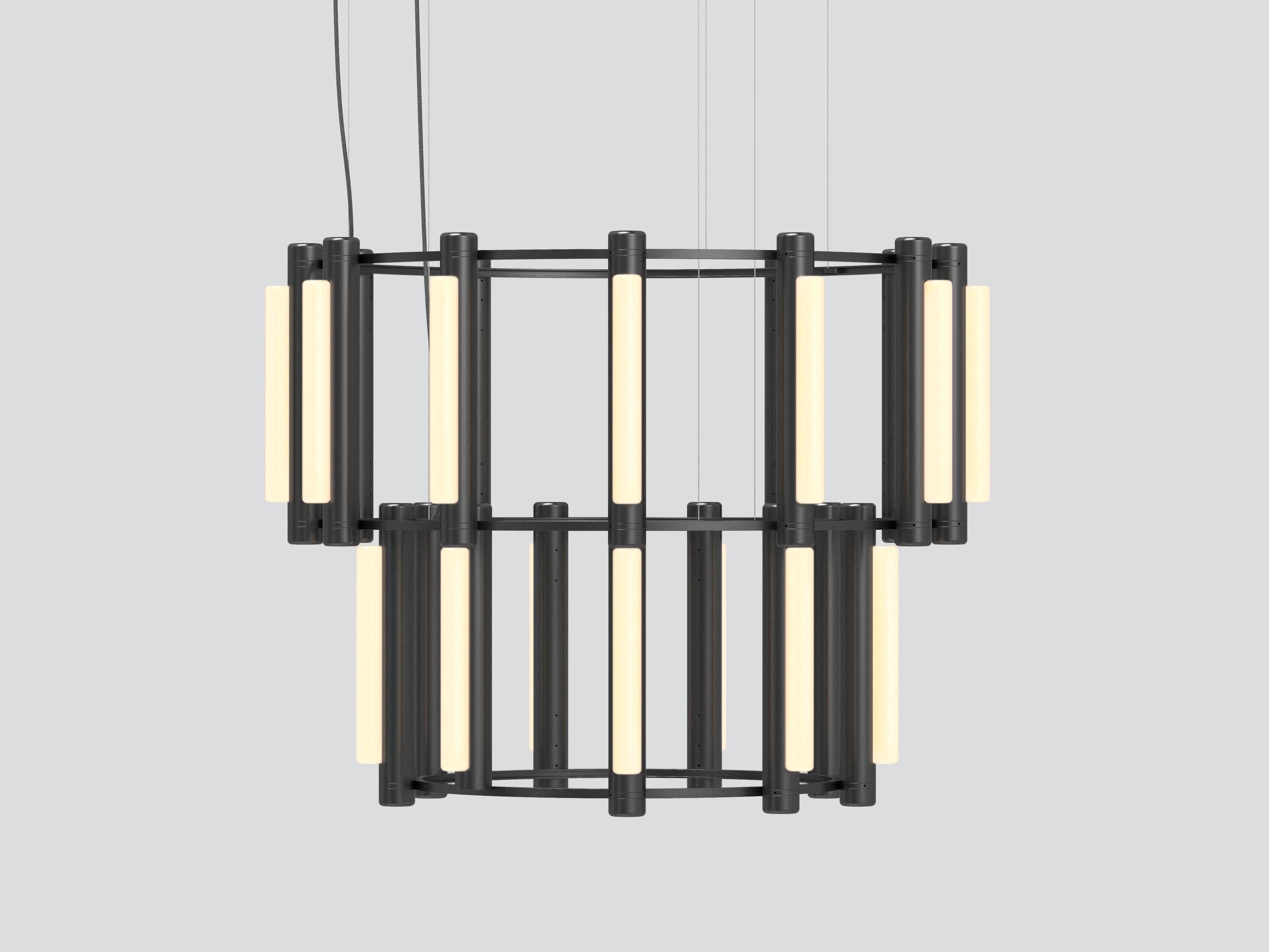 Alluminio Lampadario contemporaneo 'Pipeline' 8, nero in vendita