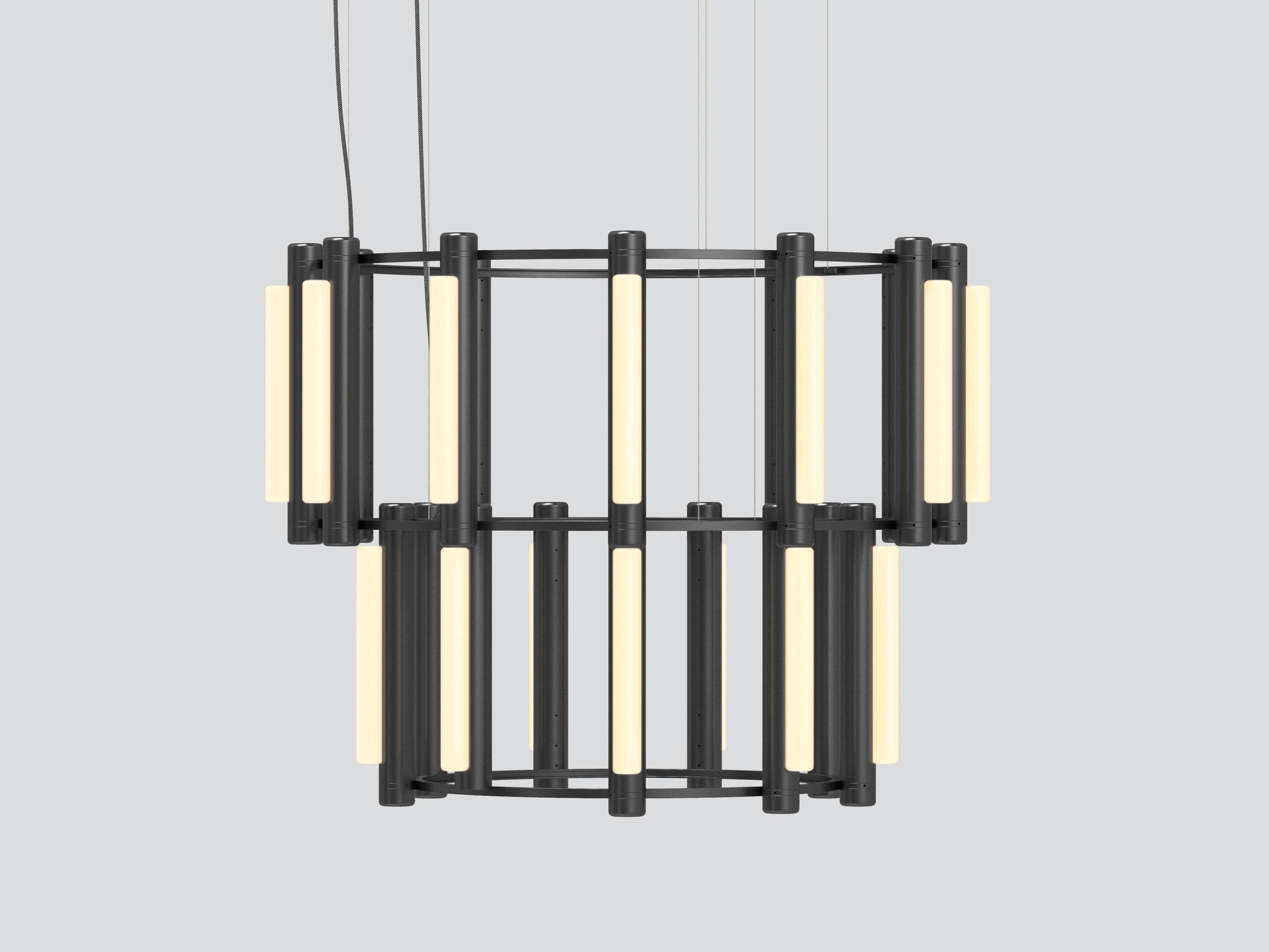 Contemporary 'Pipeline' Chandelier 8, Black For Sale 1