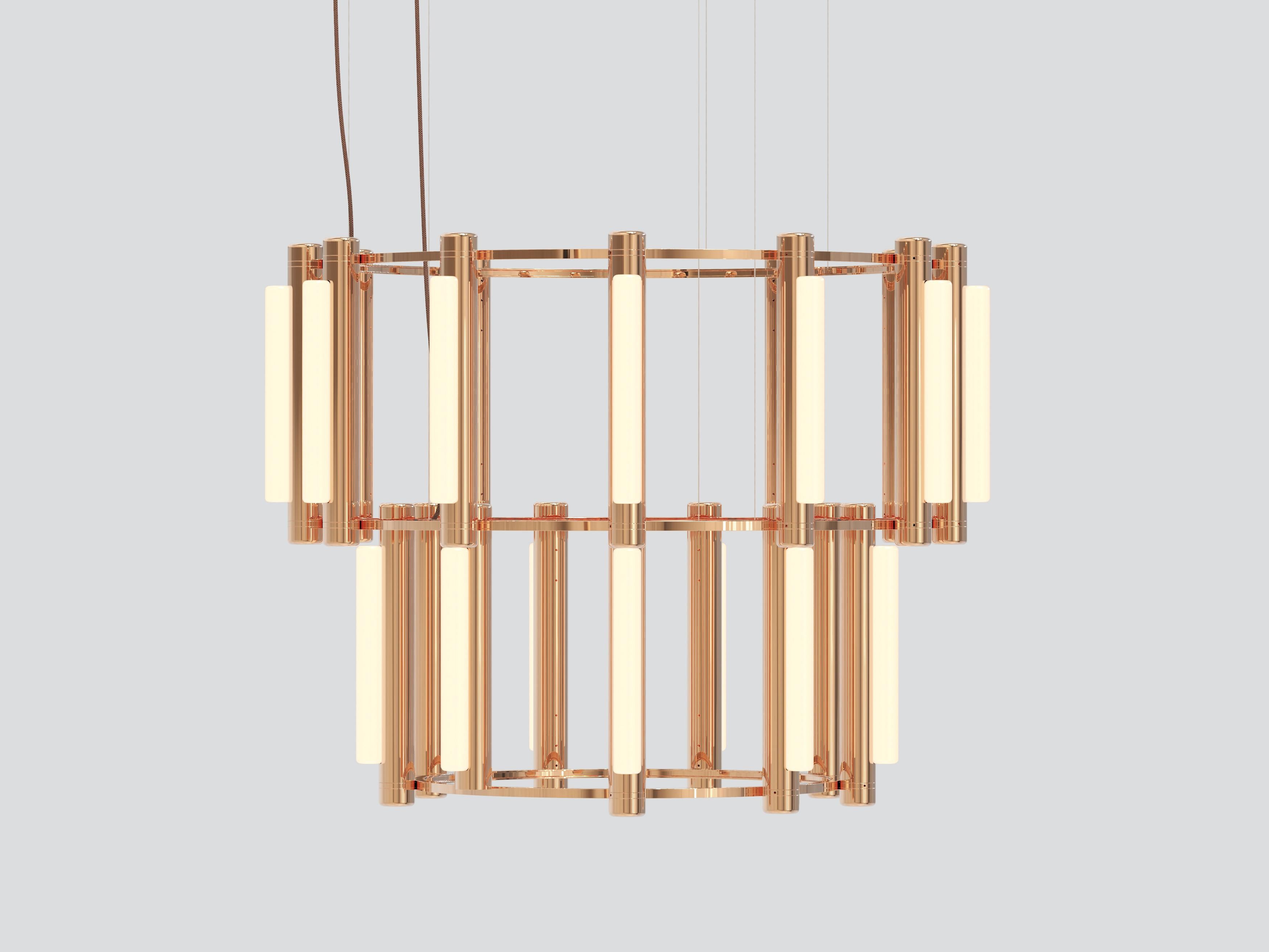 Contemporary 'Pipeline' Chandelier 8, Brass For Sale 3