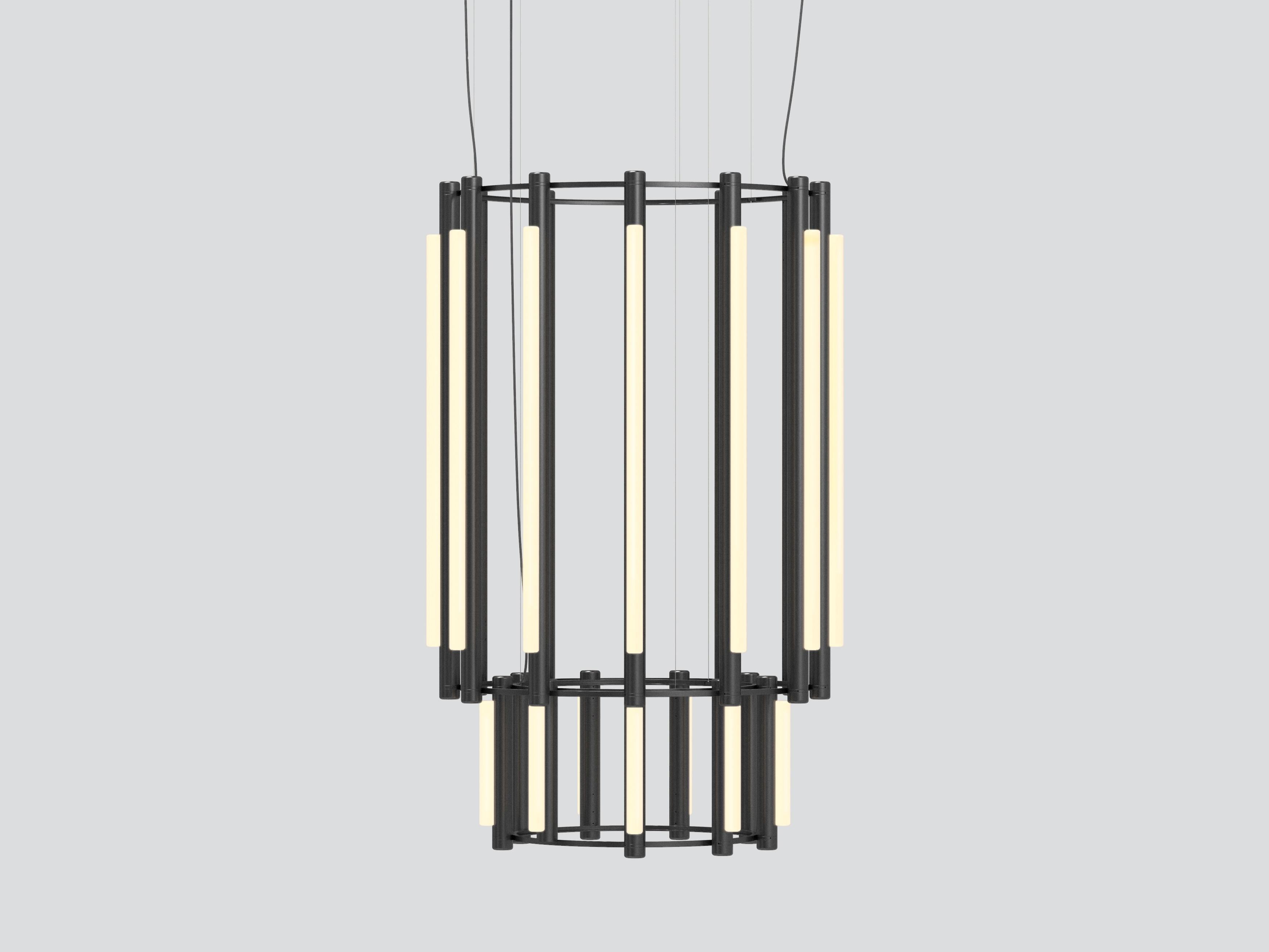 Contemporary 'Pipeline' Chandelier 9, Brass For Sale 1