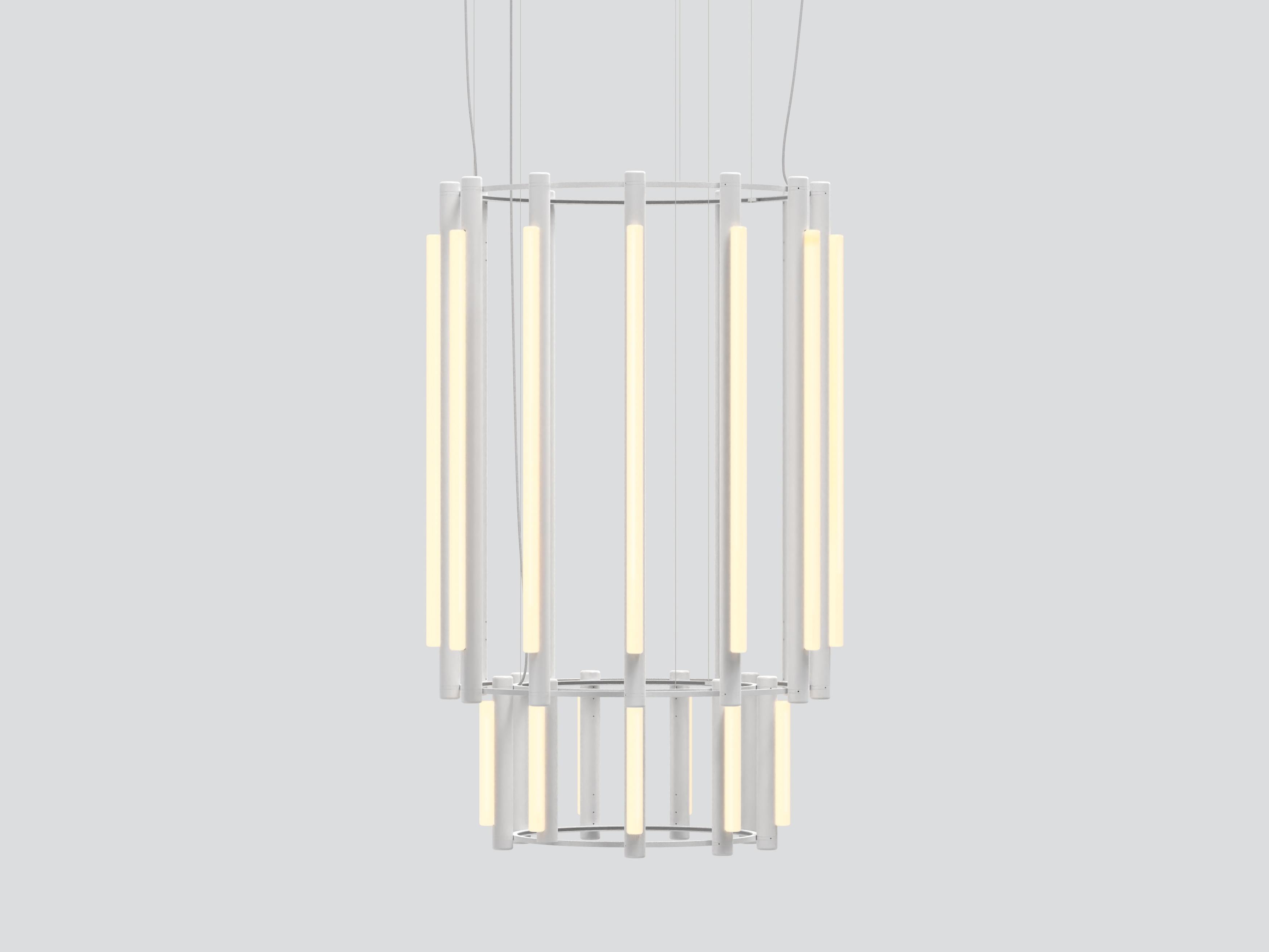Contemporary 'Pipeline' Chandelier 9, White For Sale 4