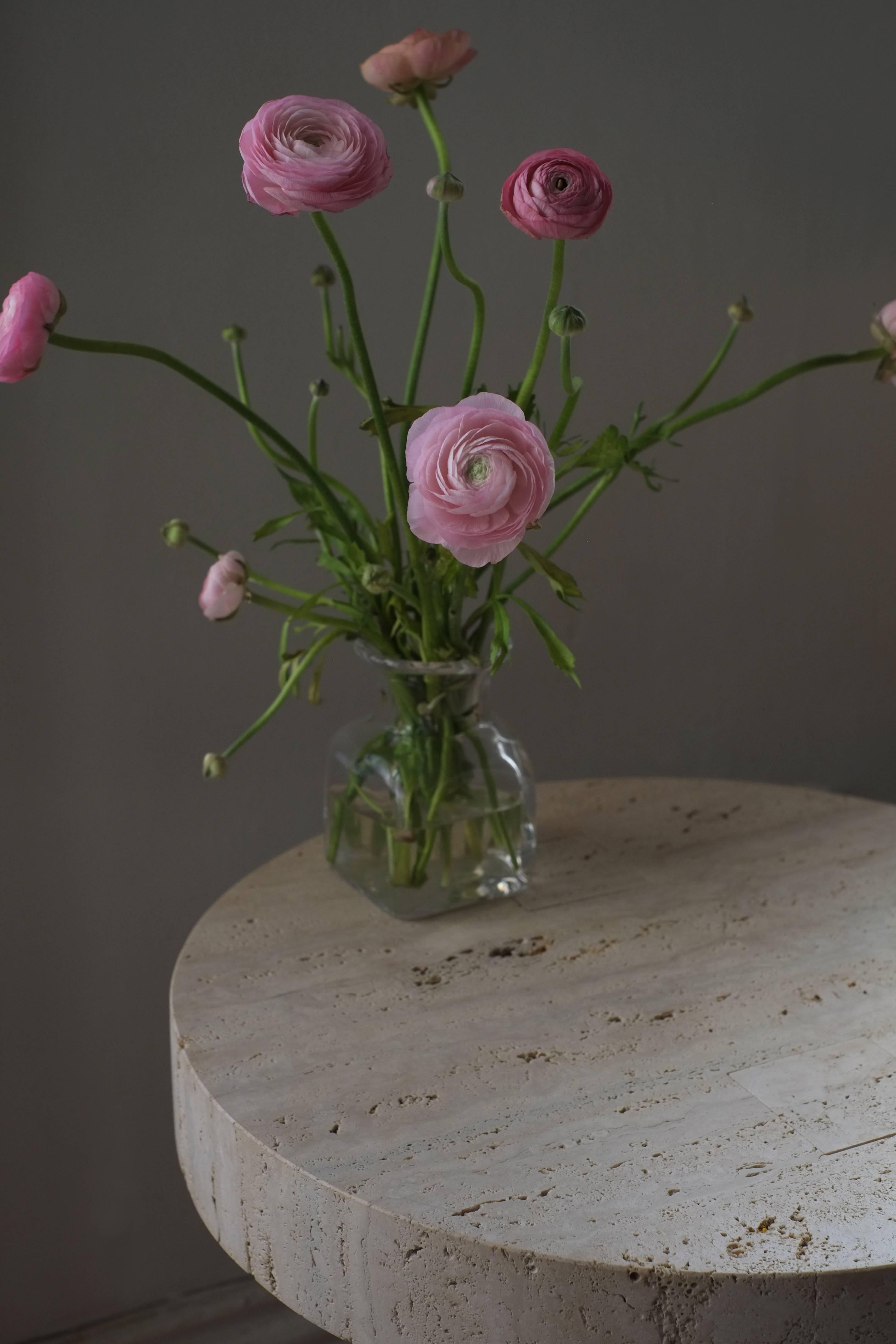Contemporary Planar Side Table in Travertine Stone by Fort Standard, in Stock 3
