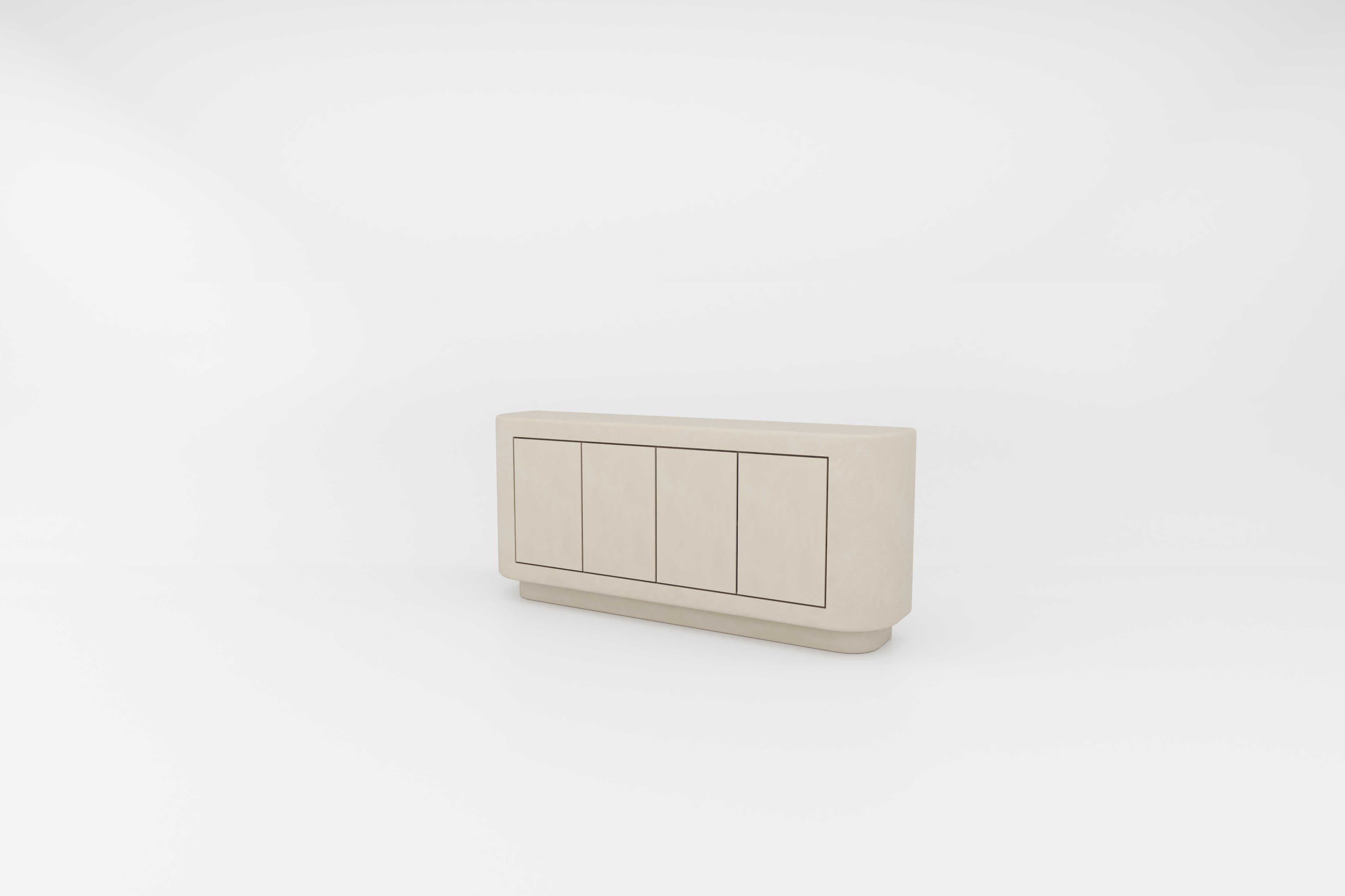 Steel Contemporary Plaster Sideboard with Walnut Interior by Isabelle Beaumont For Sale