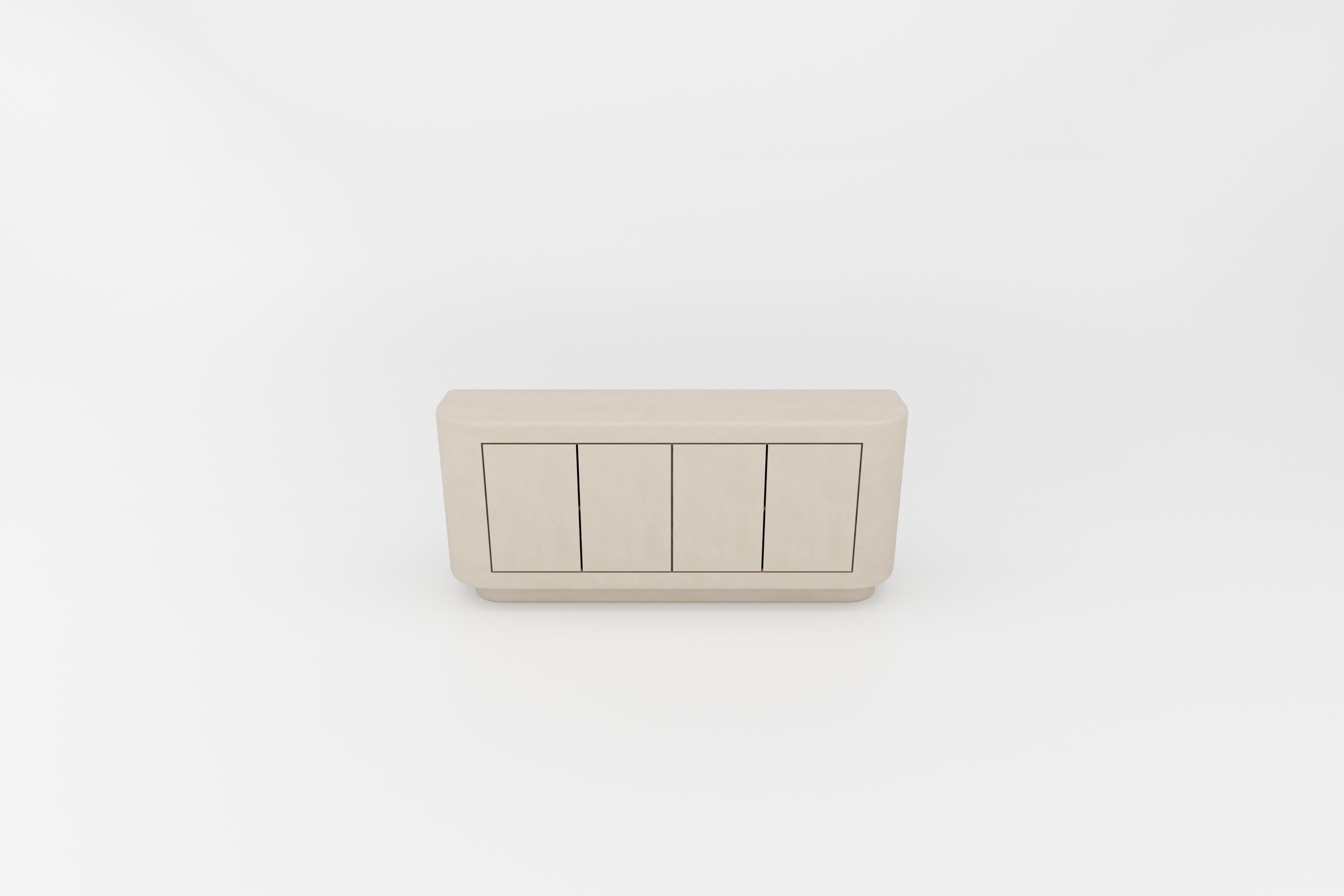 Contemporary Plaster Sideboard with Walnut Interior by Isabelle Beaumont For Sale 2