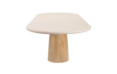 Handcrafted w/ Plaster - Textured Dining Table “Menhir” Oak - Flat Oval 260