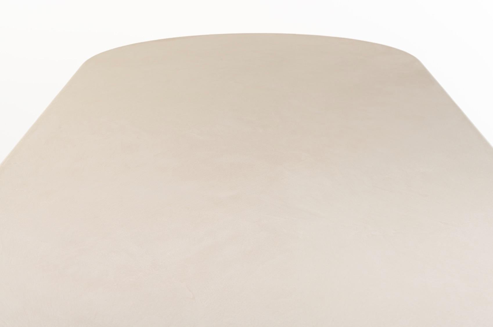 Minimalist Contemporary Plaster Table Walnut Wood Base 