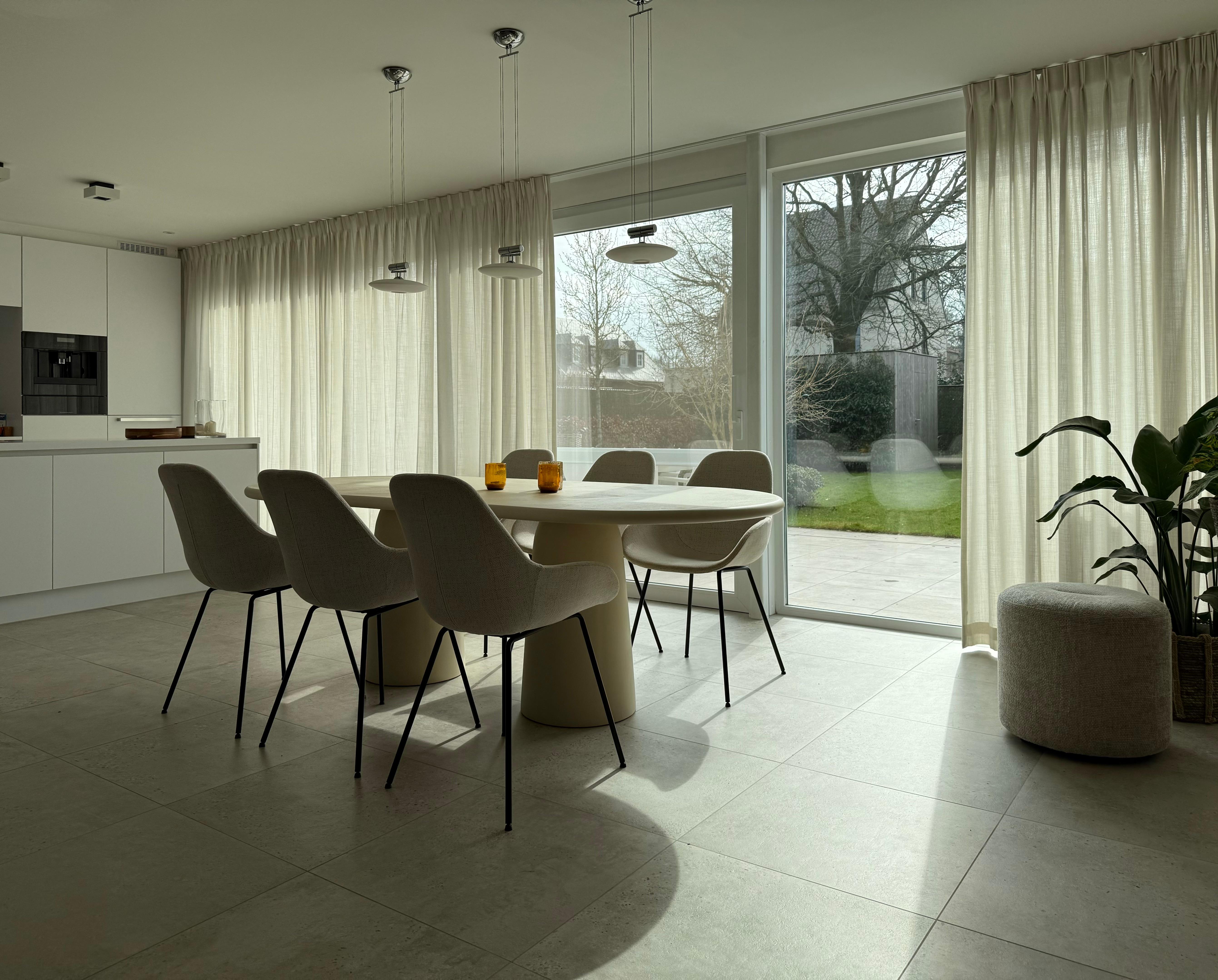 Contemporary Plaster Table Walnut Wood Base 