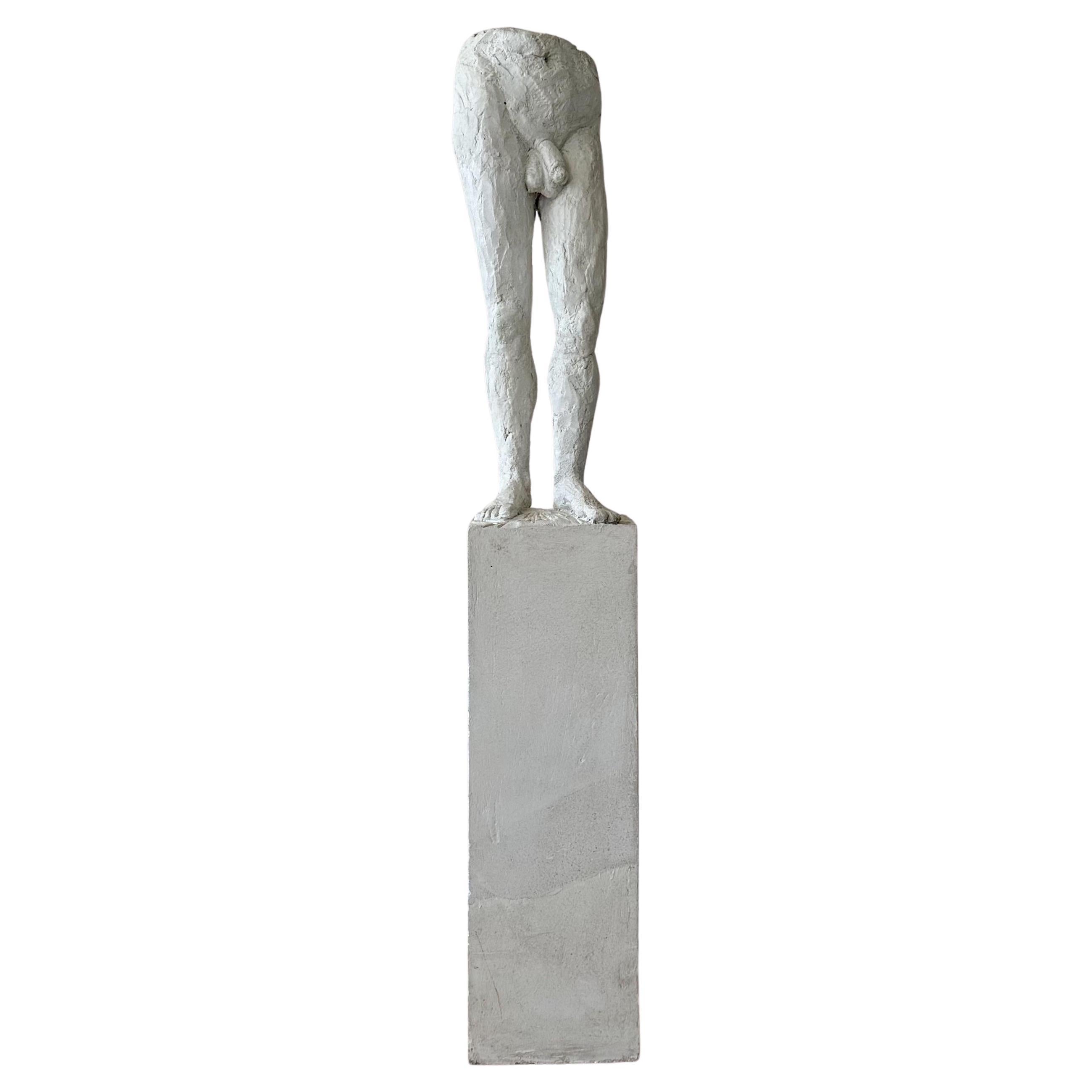 "Contemporary Plastered Cement Lower Torso Sculpture by Orlando Chiang" For Sale