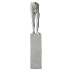 "Contemporary Plastered Cement Lower Torso Sculpture by Orlando Chiang"