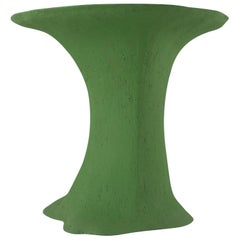 Contemporary Platform Table Hand Build from Grey Stoneware with Green Engobe