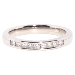 Contemporary Platinum Channel Set Princess Cut Diamond Eternity Band Ring