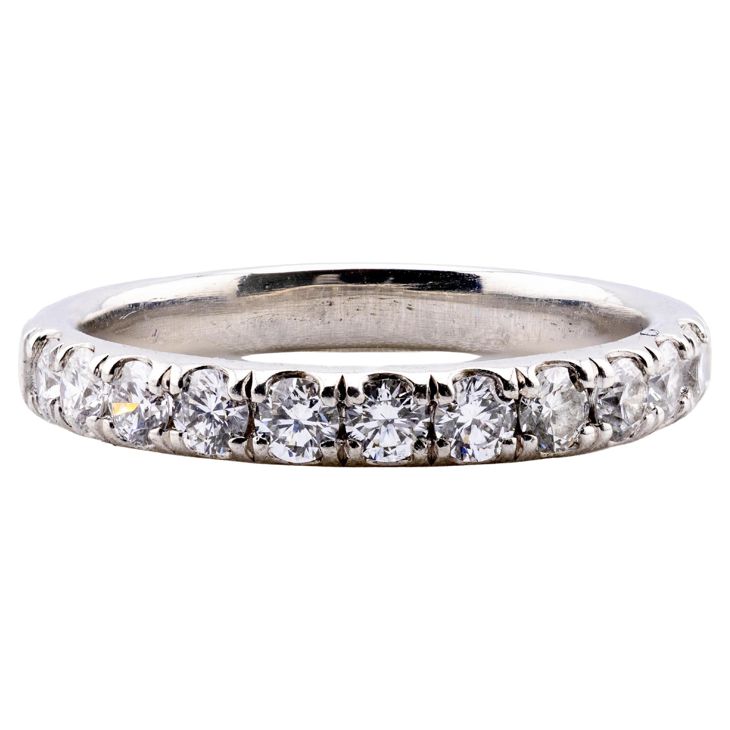 Contemporary Platinum Half Eternity Diamond Wedding Band Ring