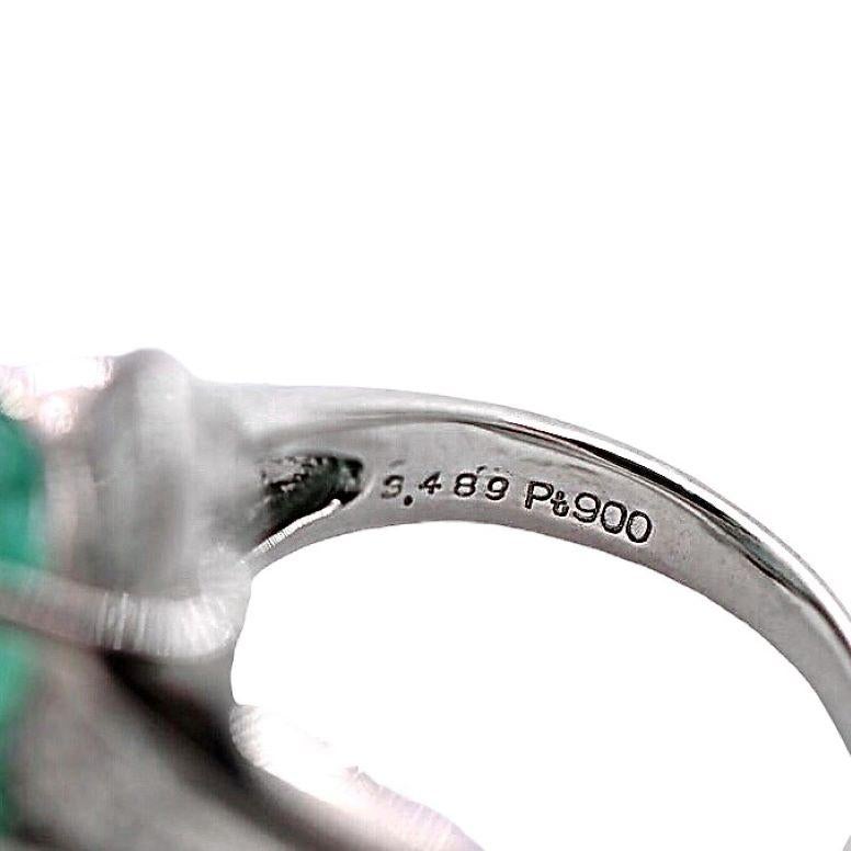Contemporary Platinum Ring with 3.48ct Emerald and Diamonds 3