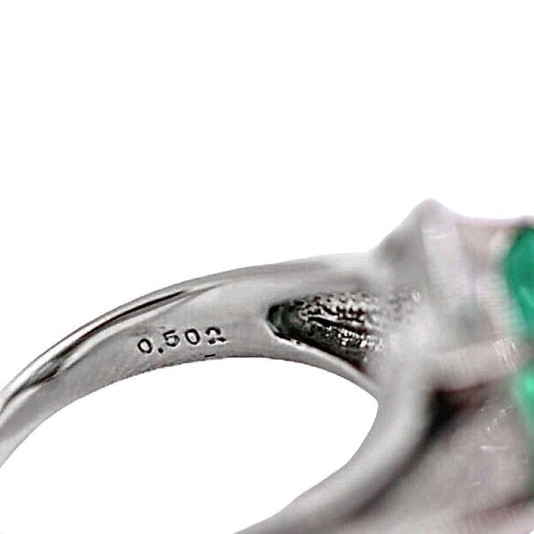 Contemporary Platinum Ring with 3.48ct Emerald and Diamonds 4
