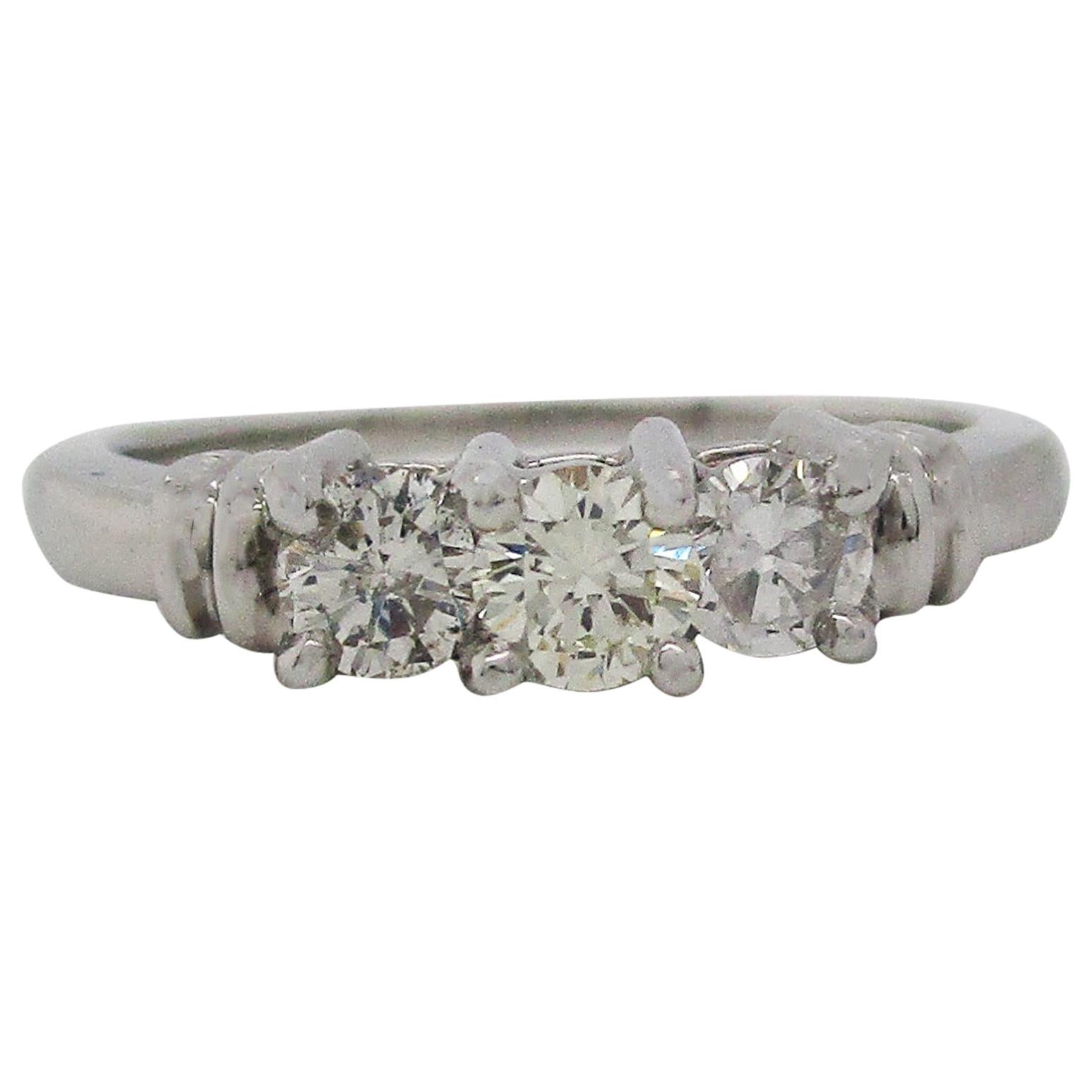 Contemporary Platinum Three-Stone Diamond Engagement Ring