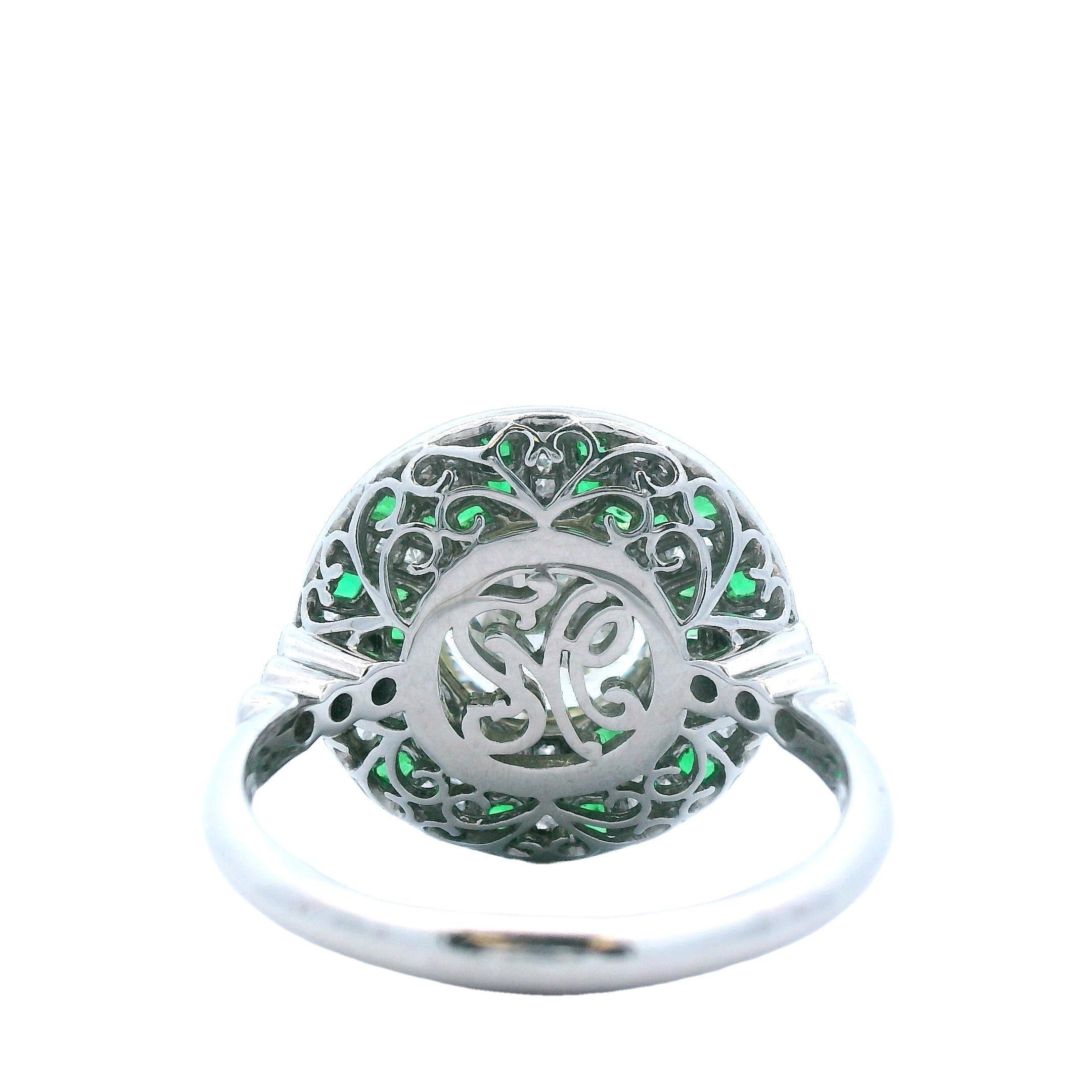 Platinum Tsavorite 2+ Carat  Diamond Ring For Sale 5