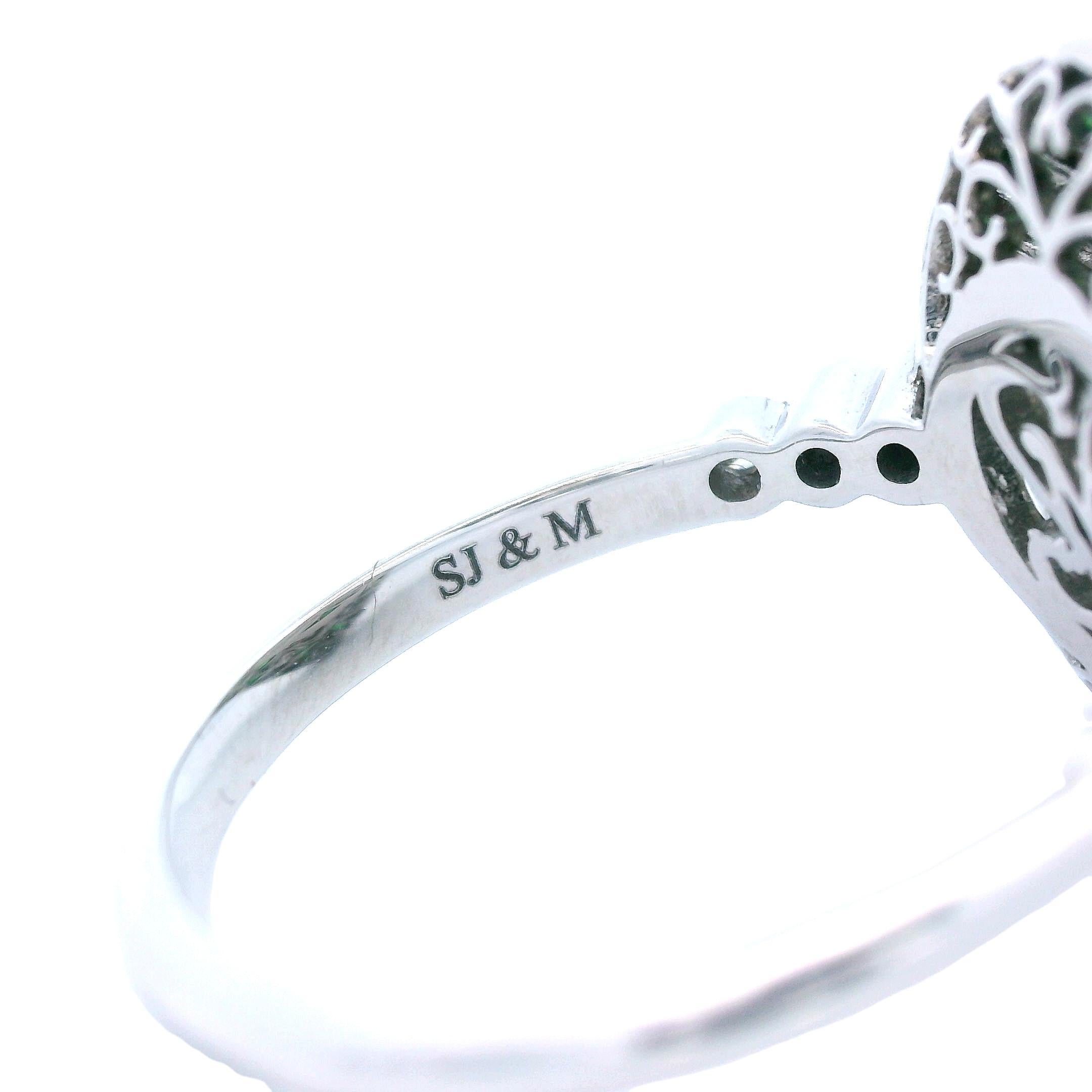 Platinum Tsavorite 2+ Carat  Diamond Ring For Sale 6