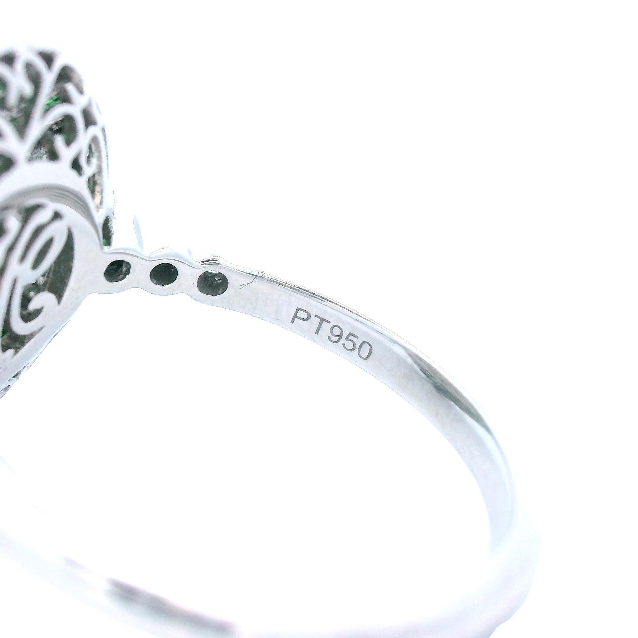Platinum Tsavorite 2+ Carat  Diamond Ring For Sale 4