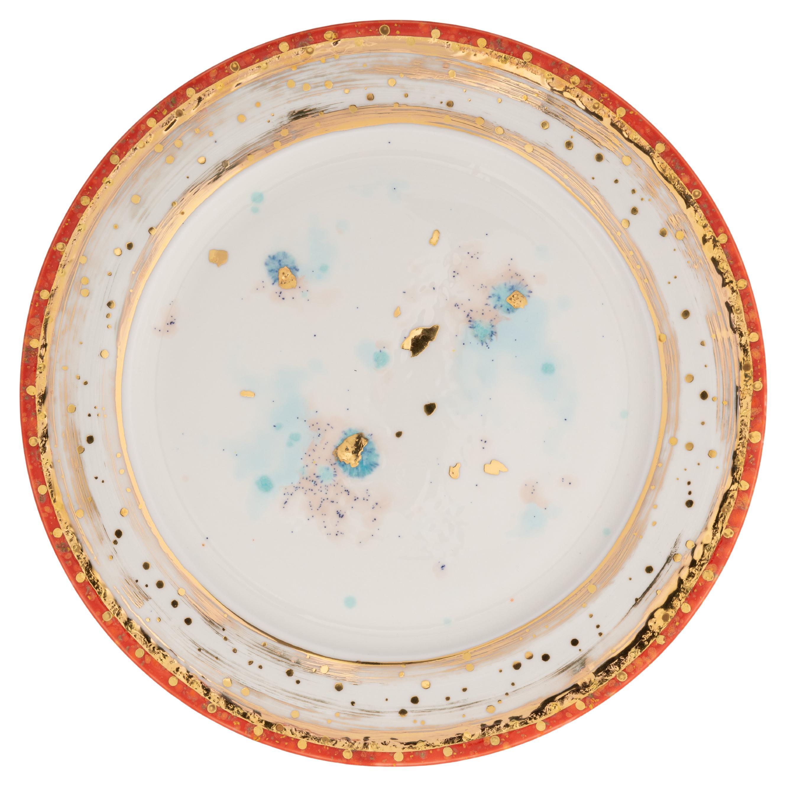 Contemporary Platter Ø36cm Gold Hand Painted Plate Porcelain Tableware