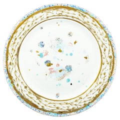 Contemporary Platter Gold Hand Painted Plate Porcelain Tableware