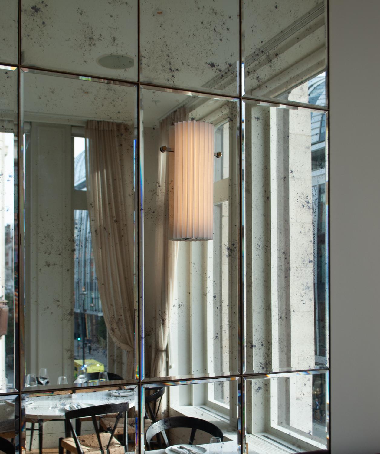 Contemporary Pleated Wall Light LED version with Linen Shade off-white Handmade For Sale 5