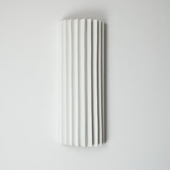 Contemporary Pleated Wall Light LED version with Linen Shade off-white Handmade