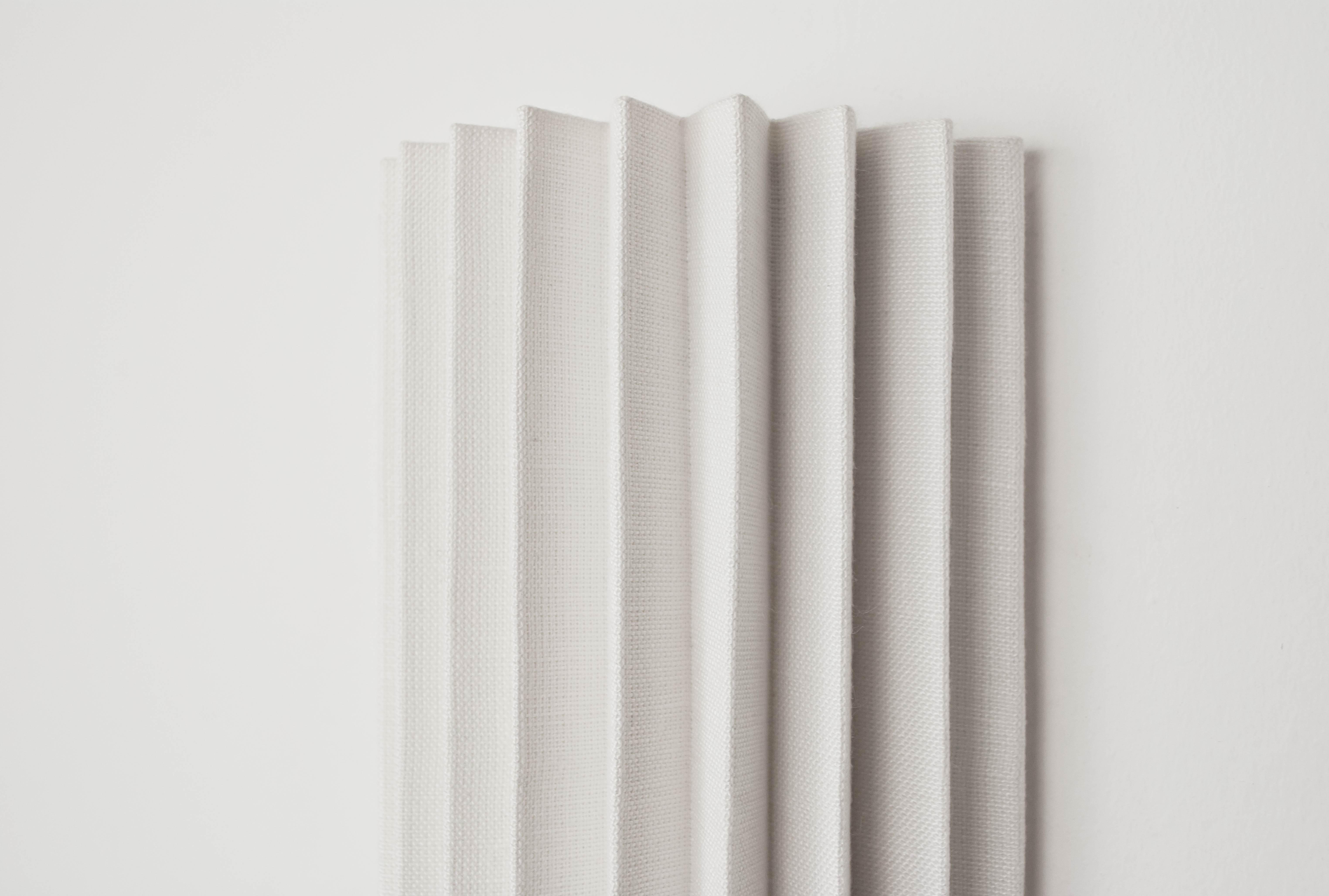 Metal Contemporary Pleated Wall Light LED version with Linen Shade off-white Handmade For Sale