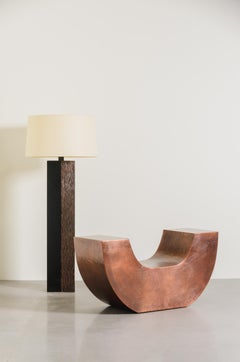Contemporary Pleats Design Floor Lamp in Copper and Black Lacquer by Robert Kuo
