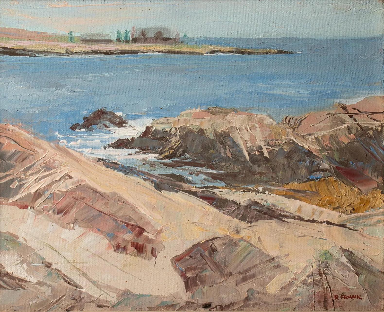 Rustic Contemporary Plein Air Impressionist Coastal Painting For Sale