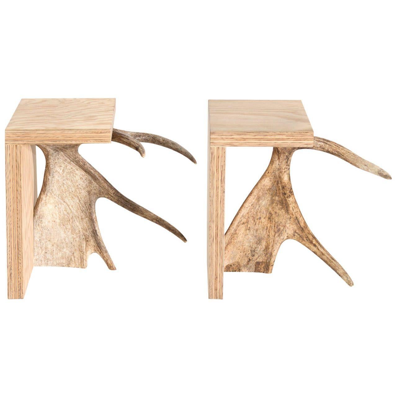 Stag T Stool / Side Table by Rick Owens
Dimensions: L 55 x W 30 x H 44 cm
Materials: Plywood, antler moose
Weight: 7.3 kg

Each piece is unique and may differ as the Antler Moose is unique.
Available in black or natural plywood finish.

Rick
