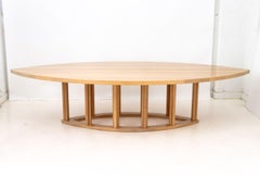 Contemporary Pointed Oval Blonde Wood Dining Table