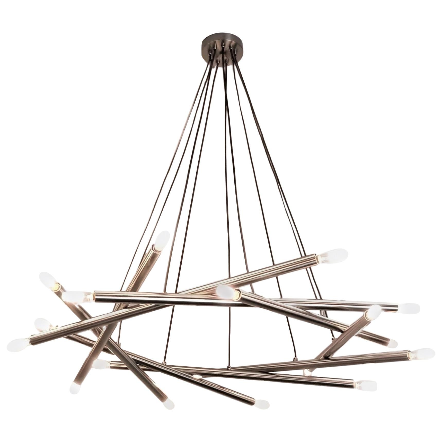 Contemporary "Polaris" Chandelier in Brushed Nickel by Blueprint Lighting, 2018