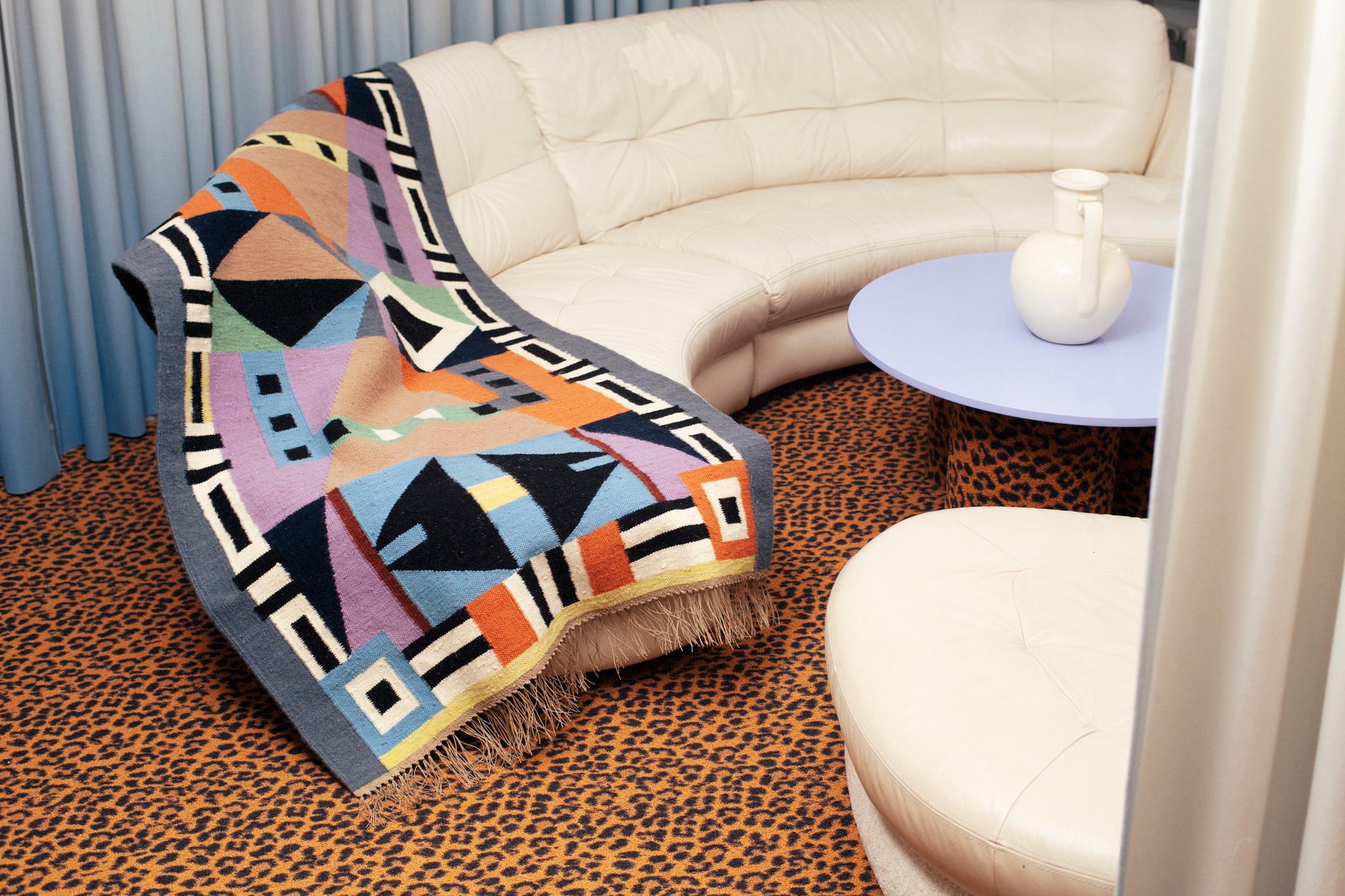 Post-Modern Contemporary  Kilim Rapallo Designed by Piotr Niklas / Hand-Woven For Sale