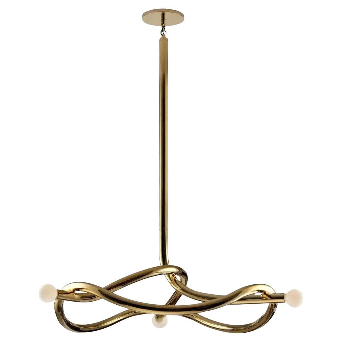 Contemporary Polished Brass Chandelier, Tryst Three by Paul Matter For Sale