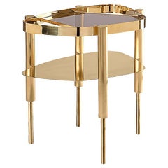 Table d'appoint contemporaine en laiton poli, Bijou par Adams Court pour OKHA