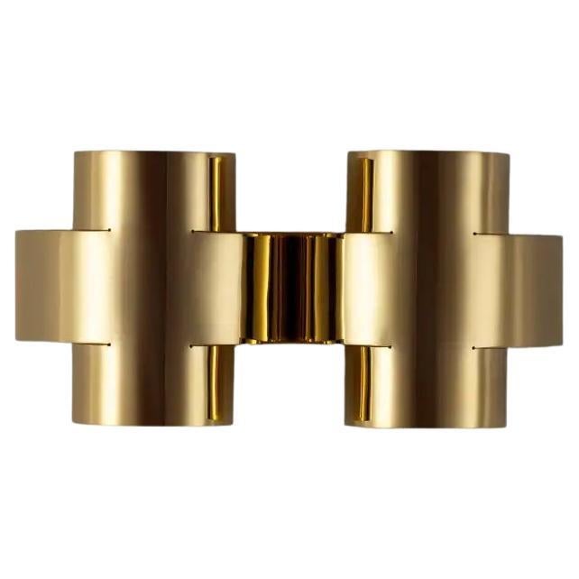 Contemporary Polished Brass Wall Sconce, Plus Two Large Lamp by Paul Matter For Sale