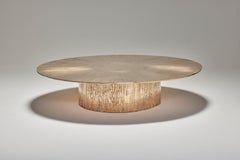 Table basse circulaire contemporaine en bronze poli par Colo Studio, France