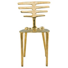 Contemporary Polished Bronze "Coluna" Form Dining Side Chair by Newel Modern