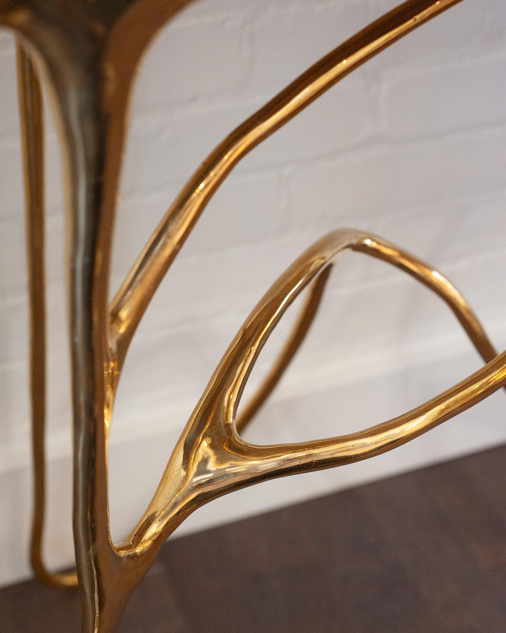 XXIe siècle et contemporain Table console sculpturale contemporaine en laiton moulé poli en vente
