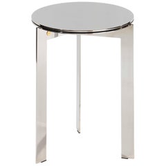 Modern contemporary round side table, polished stainless steel, Belgium