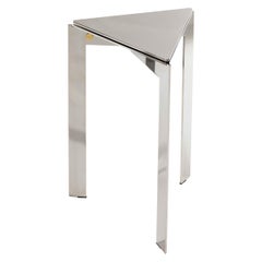 Modern contemporary triangular side table, polished stainless steel, Belgium