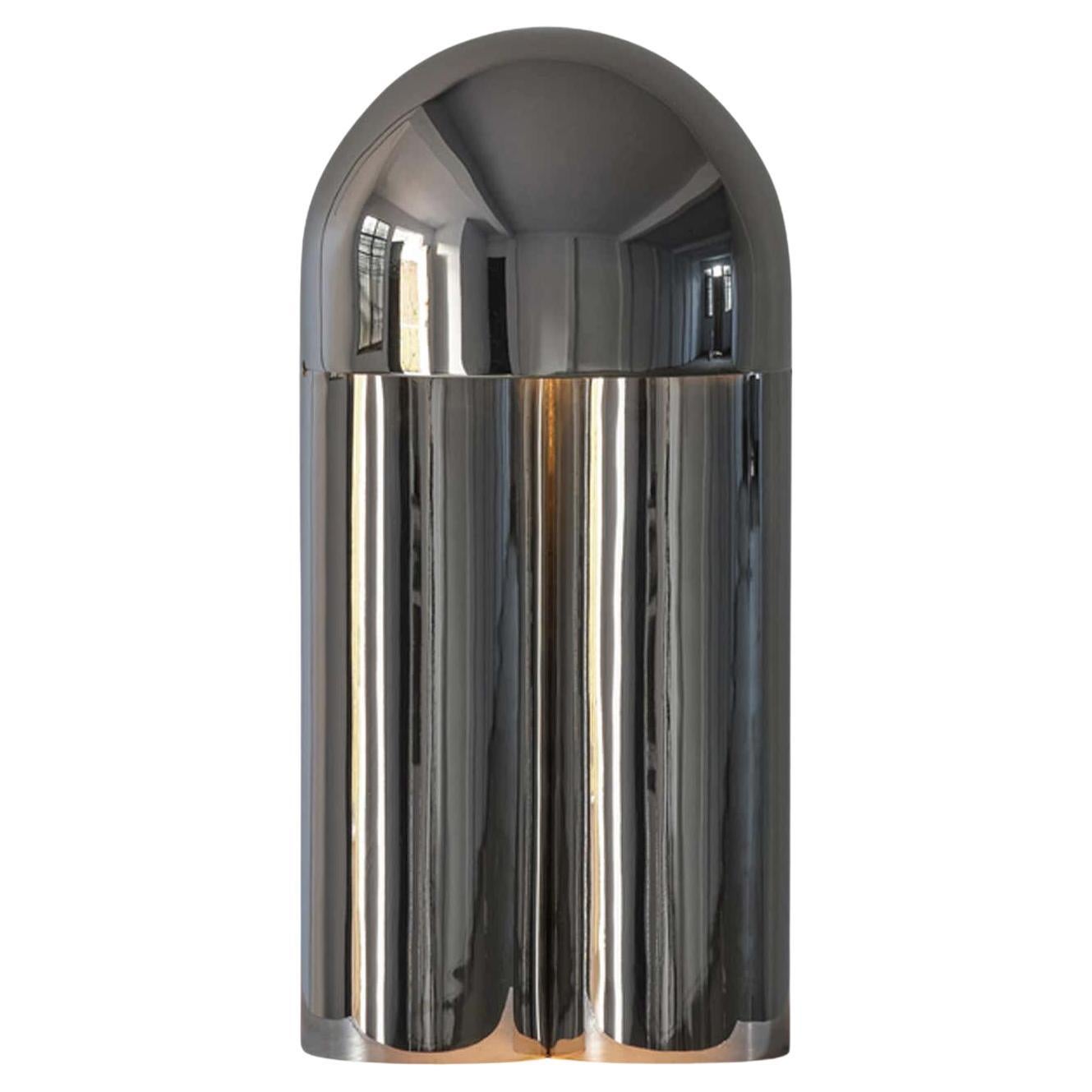 Contemporary Polished Steel Sculpted Table Lamp, Monolith Small by Paul Matter
