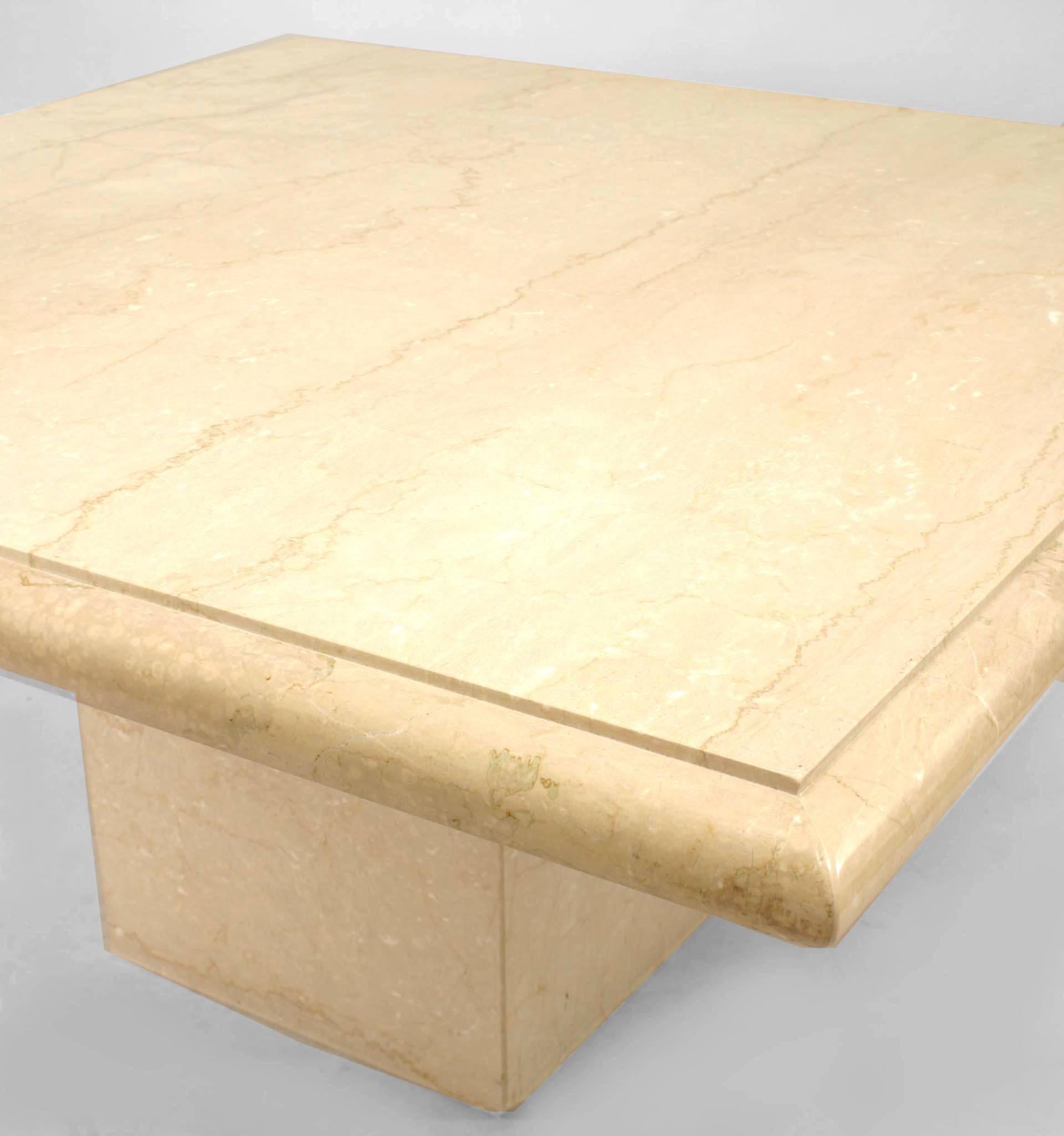 Post-Modern Contemporary Polished Travertine Marble Dining Table