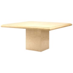 Contemporary Polished Travertine Marble Dining Table