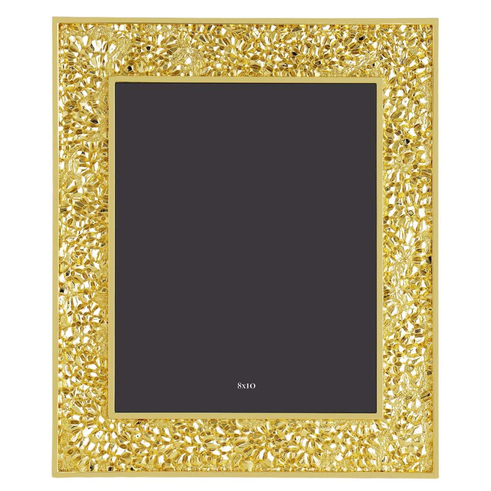 Homesense Gold Photo Frame Contemporary Hammered Metal and Gold Photo Frames. For Sale at 1stDibs
